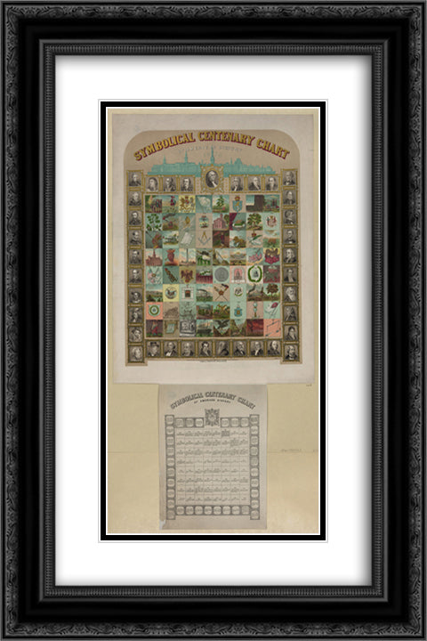 Symbolical centenary chart of American history 16x24 Black Ornate Wood Framed Art Print Poster with Double Matting by Library of Congress