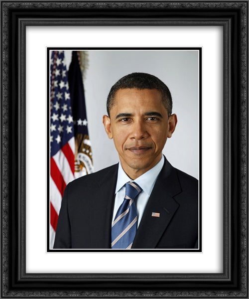 Official portrait of President-elect Barack Obama 20x24 Black Ornate Wood Framed Art Print Poster with Double Matting by Library of Congress