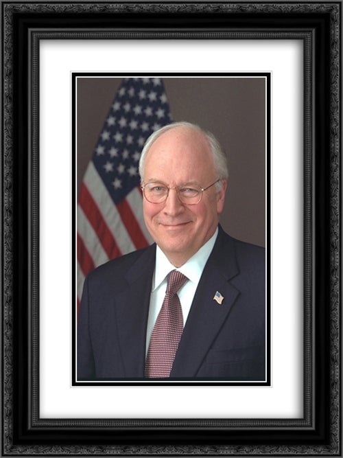 Official portrait of Vice President Cheney taken in the Roosevelt Room 18x24 Black Ornate Wood Framed Art Print Poster with Double Matting by Library of Congress