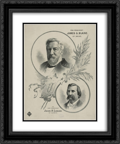 For president James G. Blaine, of Maine - for vice president John A. Logan, of Illinois 20x24 Black Ornate Wood Framed Art Print Poster with Double Matting by Library of Congress
