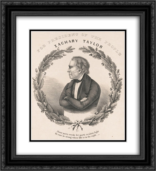 For president of the people, Zachary Taylor 20x22 Black Ornate Wood Framed Art Print Poster with Double Matting by Library of Congress