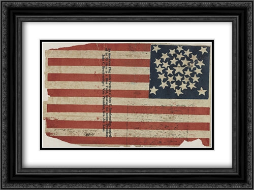 Proof for an American flag campaign banner for John C. Breckinridge and Joseph Lane 24x18 Black Ornate Wood Framed Art Print Poster with Double Matting by Library of Congress