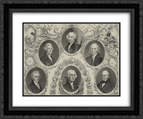 The Presidents of the United States. Liberty and union 24x20 Black Ornate Wood Framed Art Print Poster with Double Matting by Library of Congress