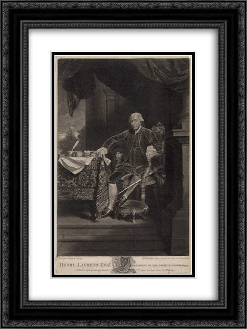 Henry Laurens Esq'r. president of the American Congress 1778 18x24 Black Ornate Wood Framed Art Print Poster with Double Matting by Library of Congress