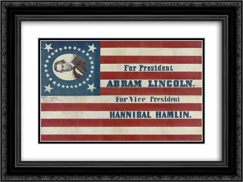 For president, Abram Lincoln. For vice president, Hannibal Hamlin 24x18 Black Ornate Wood Framed Art Print Poster with Double Matting by Library of Congress