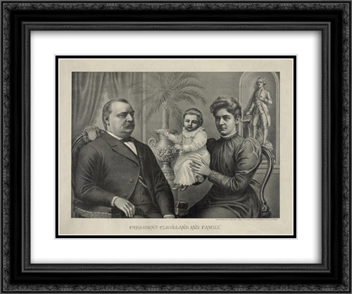 President Cleveland and family 24x20 Black Ornate Wood Framed Art Print Poster with Double Matting by Library of Congress