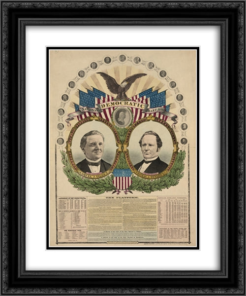 National Democratic chart, 1876--For president, Samuel J. Tilden, for vice president, Thomas A. Hendricks 20x24 Black Ornate Wood Framed Art Print Poster with Double Matting by Library of Congress