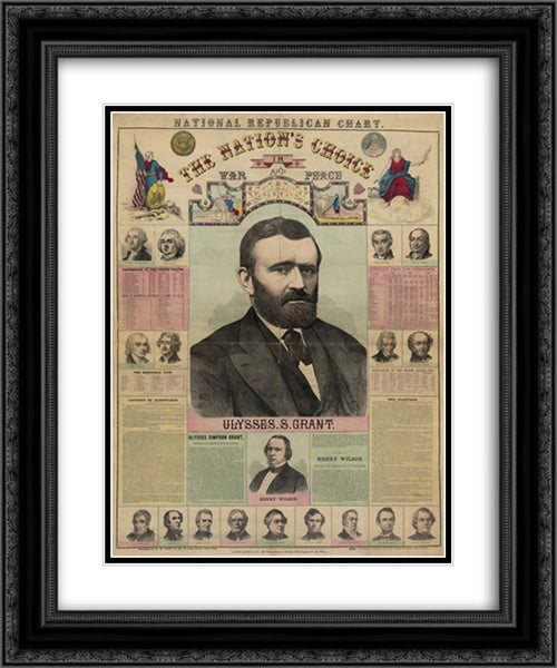 The Republican chart. The nation's choice in war and peace Ulysses S. Grant 20x24 Black Ornate Wood Framed Art Print Poster with Double Matting by Library of Congress
