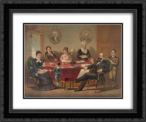 President Garfield family 24x20 Black Ornate Wood Framed Art Print Poster with Double Matting by Library of Congress