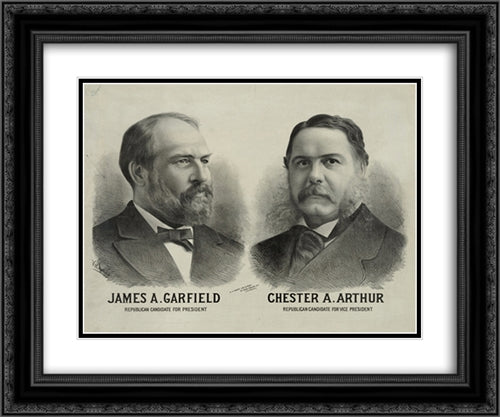 James A. Garfield Republican candidate for president - Chester A. Arthur Republican candidate for vice president 24x20 Black Ornate Wood Framed Art Print Poster with Double Matting by Library of Congress