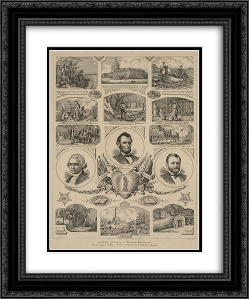 Chain of events in American history - from the discovery of the western continent to the ninth decade of the nineteenth century 20x24 Black Ornate Wood Framed Art Print Poster with Double Matting by Library of Congress
