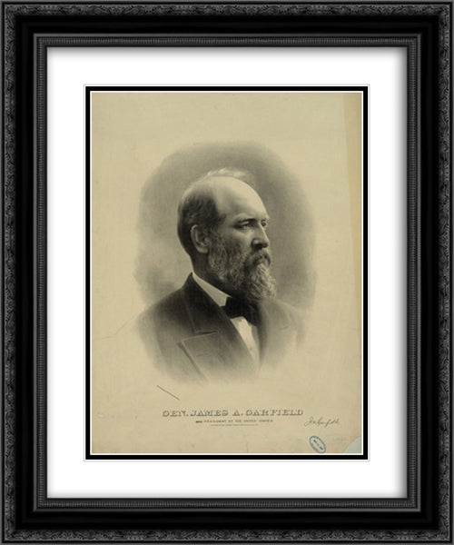 Gen. James A. Garfield, 20th president of the United States 20x24 Black Ornate Wood Framed Art Print Poster with Double Matting by Library of Congress