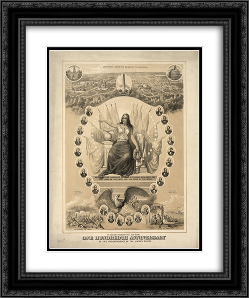 In remembrance of the one hundredth anniversary of the independence of the United States 20x24 Black Ornate Wood Framed Art Print Poster with Double Matting by Library of Congress