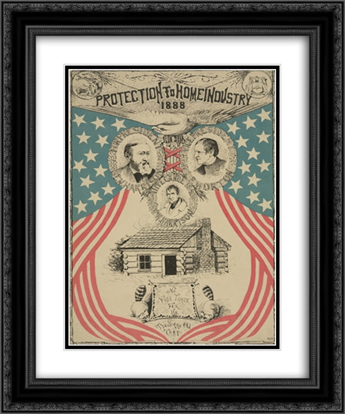 Protection to home industry 1888 20x24 Black Ornate Wood Framed Art Print Poster with Double Matting by Library of Congress