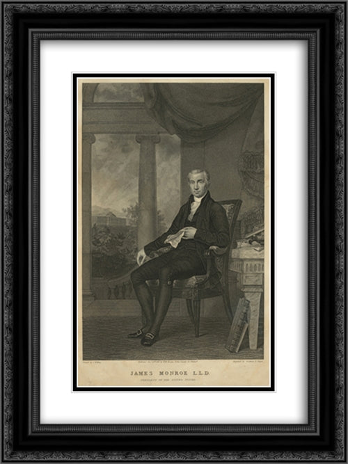 James Monroe, L.L.D., President of the United States 18x24 Black Ornate Wood Framed Art Print Poster with Double Matting by Library of Congress