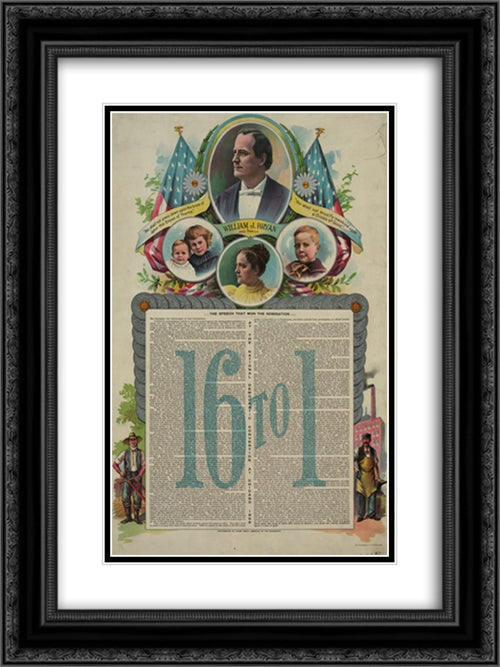 16 to 1 ... the speech that won the nomination ... at the National Democtratic Convention at Chicago, 1896 18x24 Black Ornate Wood Framed Art Print Poster with Double Matting by Library of Congress