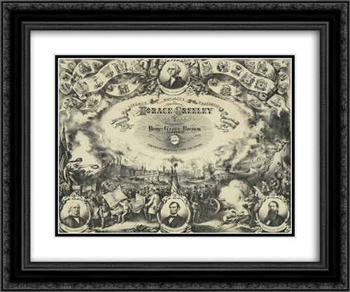 For President Horace Greeley of New York and for Vice President Benjn. Gratz. 24x20 Black Ornate Wood Framed Art Print Poster with Double Matting by Library of Congress