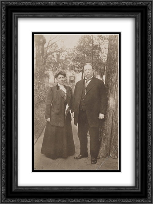 President and Mrs. Taft 18x24 Black Ornate Wood Framed Art Print Poster with Double Matting by Library of Congress