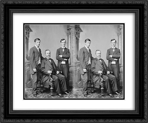 Hayes, President Rutherford B. and two sons 24x20 Black Ornate Wood Framed Art Print Poster with Double Matting by Library of Congress