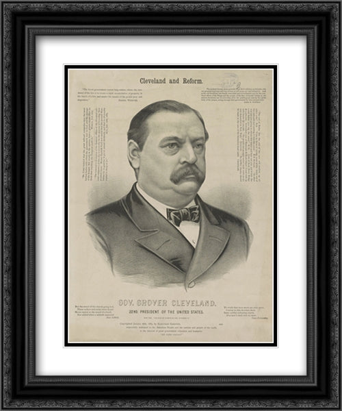 Gov. Grover Cleveland, 22nd President of the United States - Cleveland and reform 20x24 Black Ornate Wood Framed Art Print Poster with Double Matting by Library of Congress