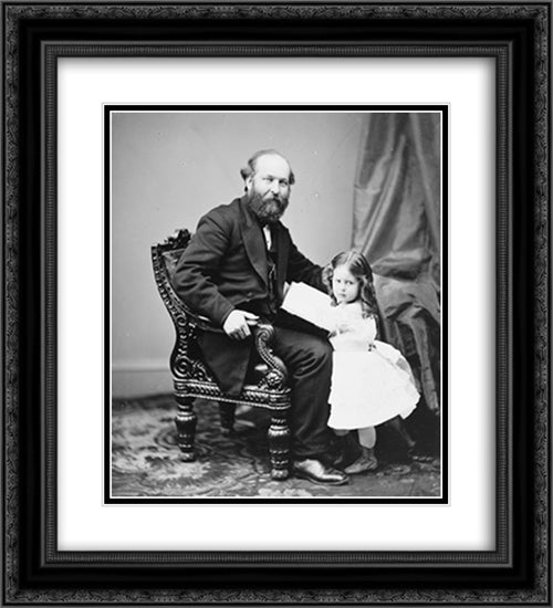 Garfield, President James A. and daughter 20x22 Black Ornate Wood Framed Art Print Poster with Double Matting by Library of Congress