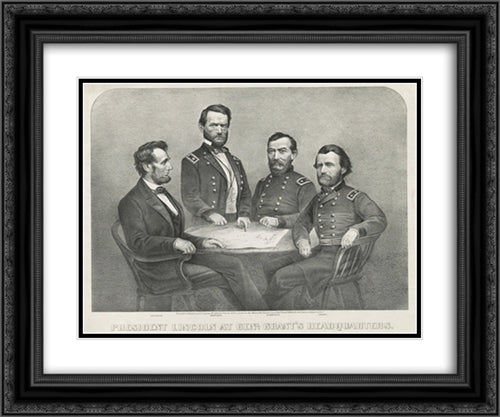 President Lincoln at Genl. Grant's headquarters 24x20 Black Ornate Wood Framed Art Print Poster with Double Matting by Library of Congress