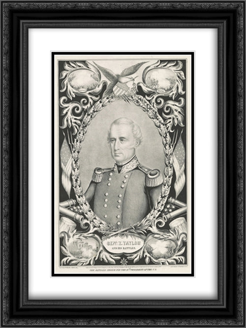 The nation's choice for the 12th President of the U.S. Genl. Z. Taylor and his battles 18x24 Black Ornate Wood Framed Art Print Poster with Double Matting by Library of Congress
