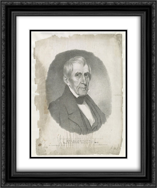 William Henry Harrison, 9th President of the United States. Born Febr. 9th, 1773, died April 4th, 1841 20x24 Black Ornate Wood Framed Art Print Poster with Double Matting by Library of Congress