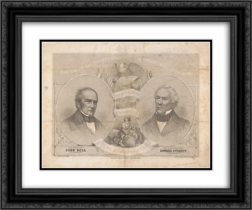 The Union, the Constitution and the enforcement of the laws. For President, John Bell of Tennessee. For Vice President, Edward Everett of Massachusetts 24x20 Black Ornate Wood Framed Art Print Poster with Double Matting by Library of Congress