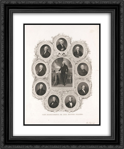 The presidents of the United States 20x24 Black Ornate Wood Framed Art Print Poster with Double Matting by Library of Congress