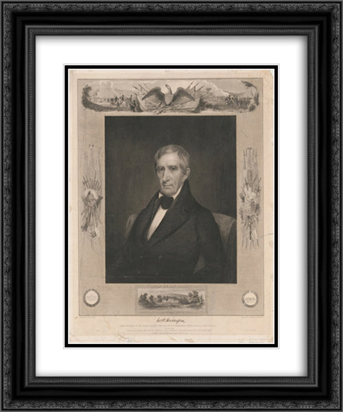 William Henry Harrison 20x24 Black Ornate Wood Framed Art Print Poster with Double Matting by Library of Congress
