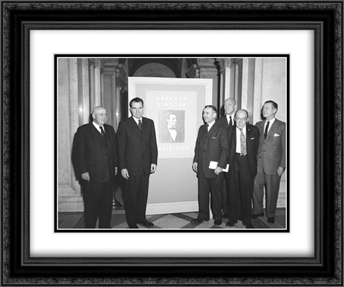 Nixon at Lincoln Exhibition 24x20 Black Ornate Wood Framed Art Print Poster with Double Matting by Library of Congress