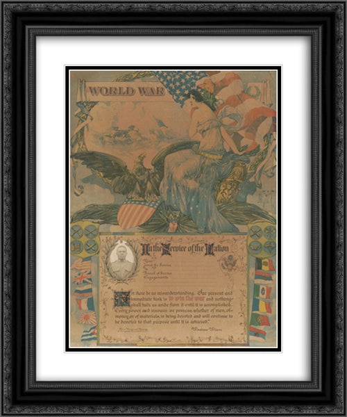World War - in the service of the nation 20x24 Black Ornate Wood Framed Art Print Poster with Double Matting by Library of Congress