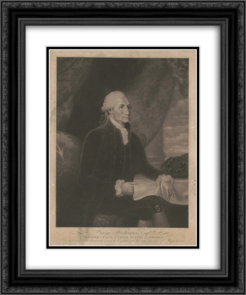 George Washington Esq., President of the United States of America 20x24 Black Ornate Wood Framed Art Print Poster with Double Matting by Library of Congress