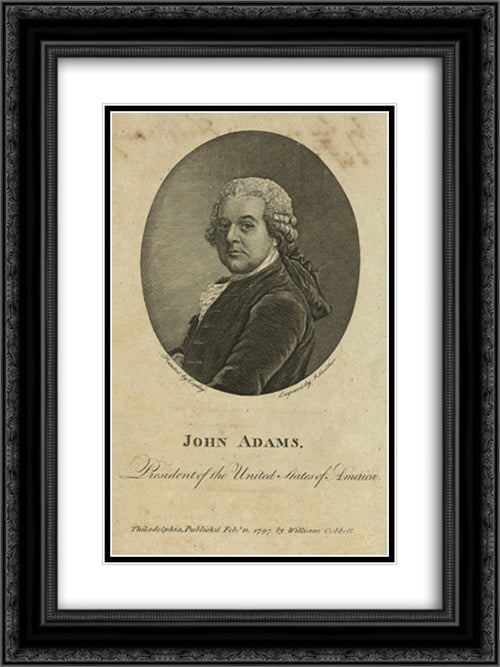 John Adams, President of the United States of America 18x24 Black Ornate Wood Framed Art Print Poster with Double Matting by Library of Congress