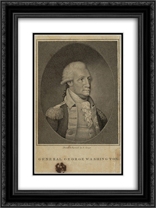 General George Washington 18x24 Black Ornate Wood Framed Art Print Poster with Double Matting by Library of Congress