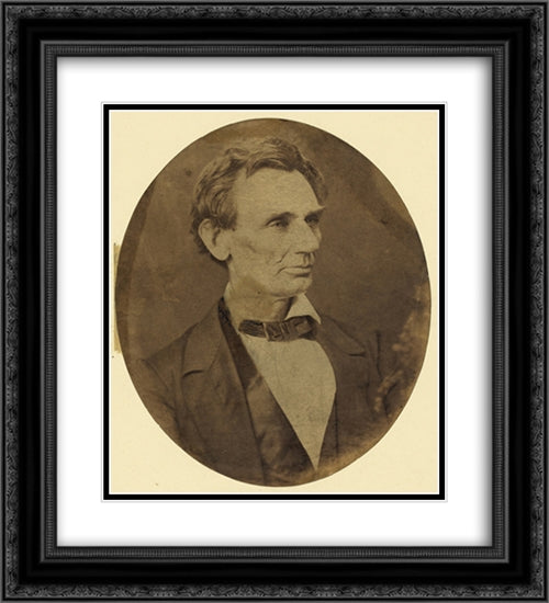 Abraham Lincoln, candidate for U.S. president. Head-and-shoulders portrait, facing right, June 3, 1860 20x22 Black Ornate Wood Framed Art Print Poster with Double Matting by Library of Congress