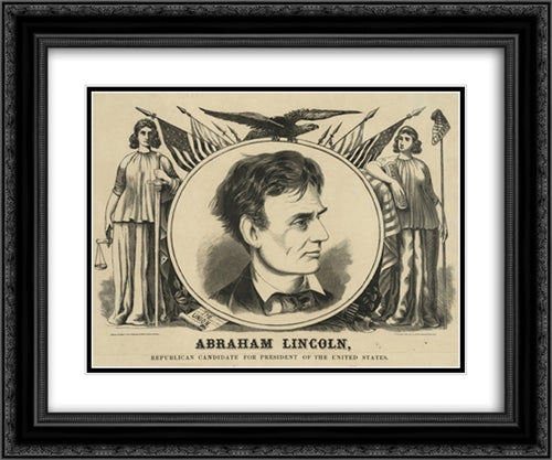 Abraham Lincoln, Republican candidate for president of the United States 24x20 Black Ornate Wood Framed Art Print Poster with Double Matting by Library of Congress