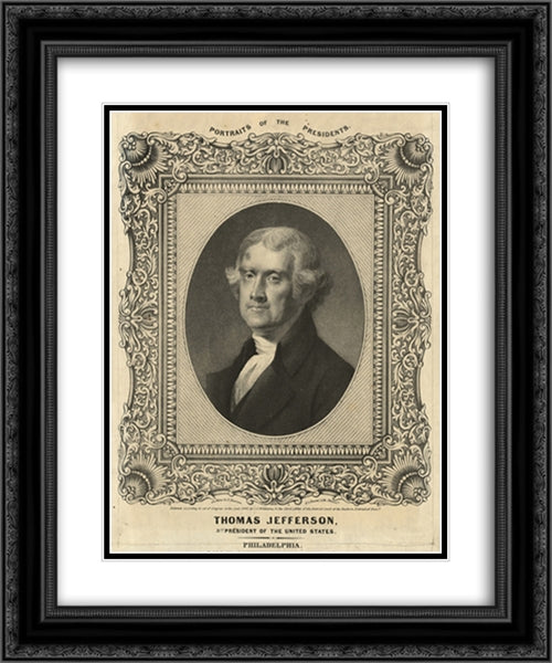 Thomas Jefferson, 3rd President of the United States 20x24 Black Ornate Wood Framed Art Print Poster with Double Matting by Library of Congress