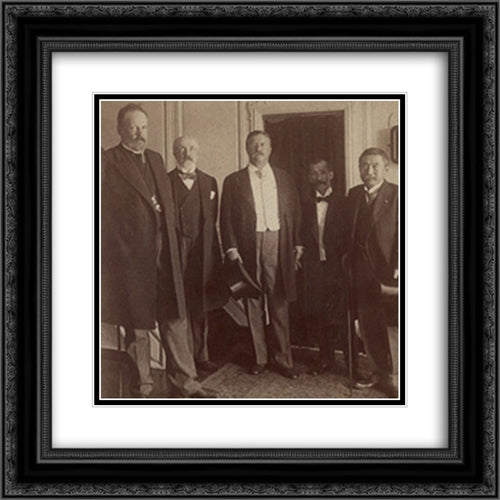 Working for peace - President Roosevelt and envoys of Mikado and Czar on the Mayflower 20x20 Black Ornate Wood Framed Art Print Poster with Double Matting by Library of Congress