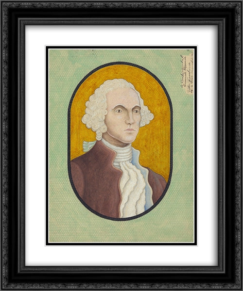George Washington, A Continental enemal [sic] mosaic 20x24 Black Ornate Wood Framed Art Print Poster with Double Matting by Library of Congress
