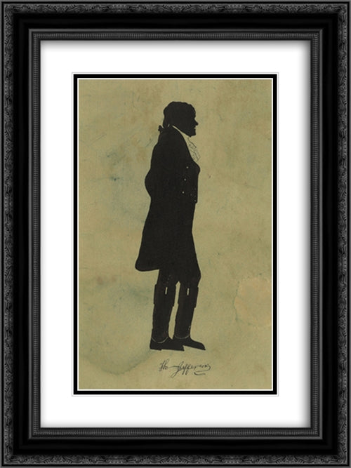 Thomas Jefferson 18x24 Black Ornate Wood Framed Art Print Poster with Double Matting by Library of Congress