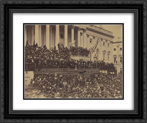 Abraham Lincoln delivering his second inaugural address as President of the United States, Washington, D.C. 24x20 Black Ornate Wood Framed Art Print Poster with Double Matting by Library of Congress