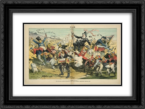 A hard pull 24x18 Black Ornate Wood Framed Art Print Poster with Double Matting by Library of Congress