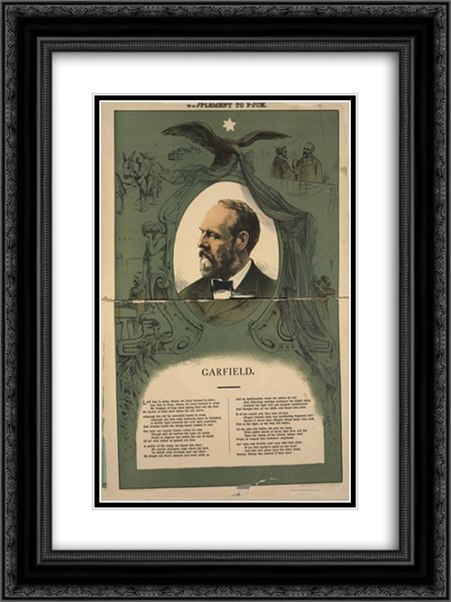 Garfield 18x24 Black Ornate Wood Framed Art Print Poster with Double Matting by Library of Congress