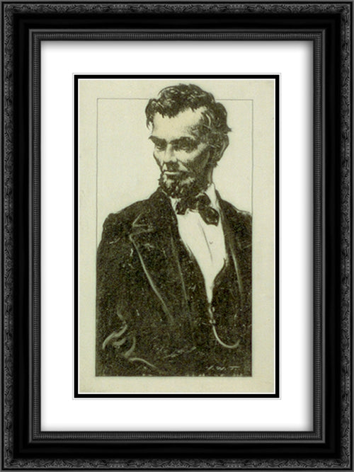 Abraham Lincoln 18x24 Black Ornate Wood Framed Art Print Poster with Double Matting by Library of Congress