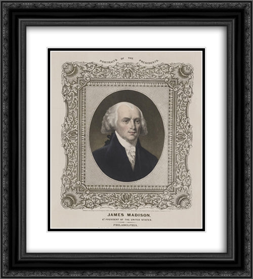 James Madison - 4th President of the United States 20x22 Black Ornate Wood Framed Art Print Poster with Double Matting by Library of Congress