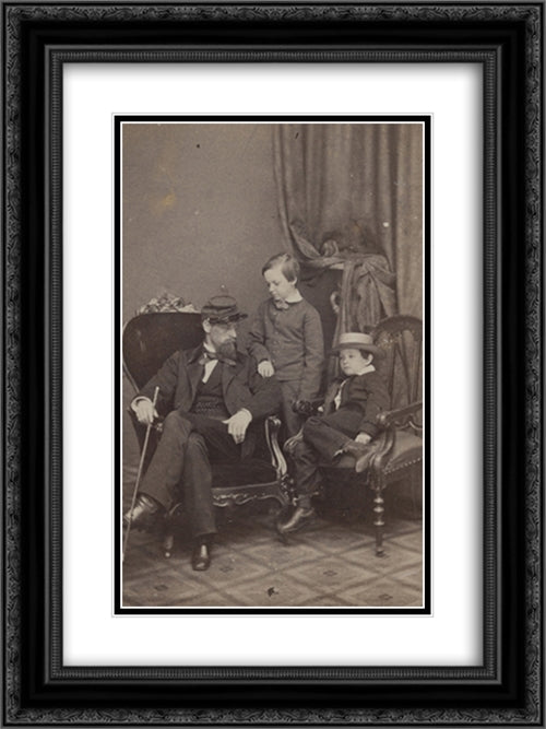 Willie and Tad Lincoln, sons of President Abraham Lincoln, with their cousin Lockwood Todd 18x24 Black Ornate Wood Framed Art Print Poster with Double Matting by Library of Congress