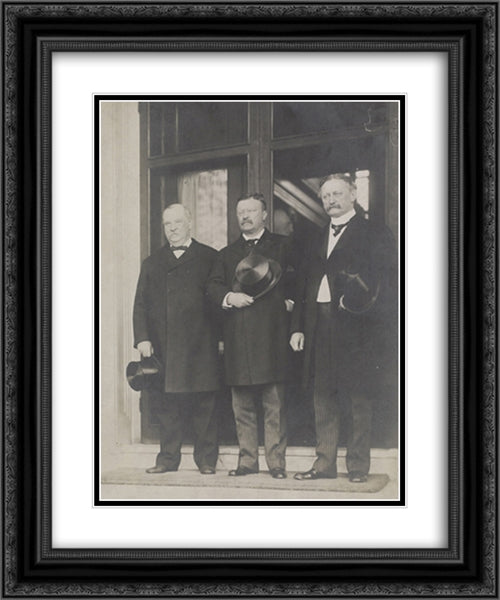 Ex-President Cleveland, President Roosevelt, and David R. Francis, holding hats 20x24 Black Ornate Wood Framed Art Print Poster with Double Matting by Library of Congress