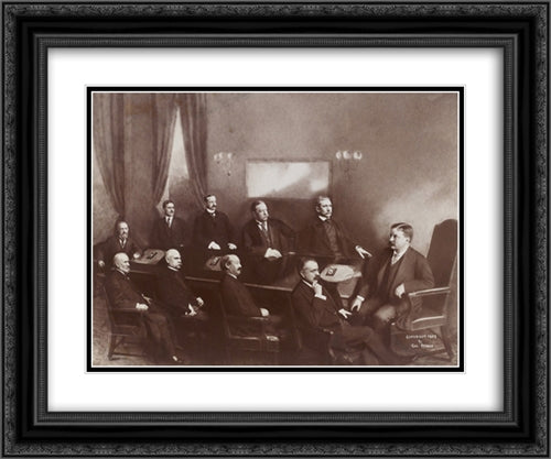 President Theodore Roosevelt, and the members of his cabinet around table in Cabinet Room 24x20 Black Ornate Wood Framed Art Print Poster with Double Matting by Library of Congress